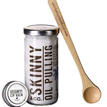 Skinny and Co. 100% Raw Oil Pulling Peppermint Coconut Oil for Healthier Teeth and Gums (8.5 Ounce)