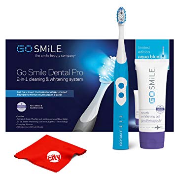 Go Smile Sonic Blue UV Toothbrush At Home Dental Care Teeth Whitening System (Aqua Blue)