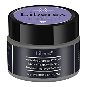 Activated Charcoal Teeth Whitening Powder - Liberex Fresh Mint Flavor Natural Ultra Fine Teeth Whitener,...