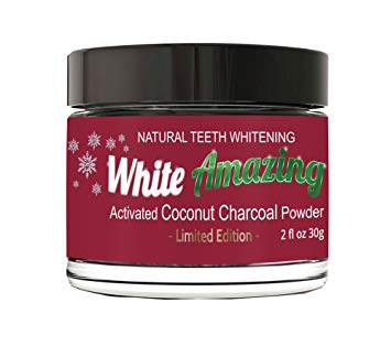 WHITE AMAZING Natural Teeth Whitening Powder With Activated Coconut Charcoal Powder - (Mint)...
