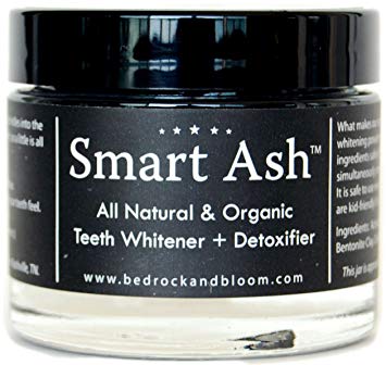 Smart Ash Organic All Natural Whitening Tooth Powder with Activated Charcoal & Bentonite Clay -...