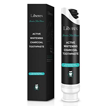 Liberex Activated Charcoal Teeth Whitening Toothpaste - FDA Approved Tooth Whitener with Vacuum Pump...